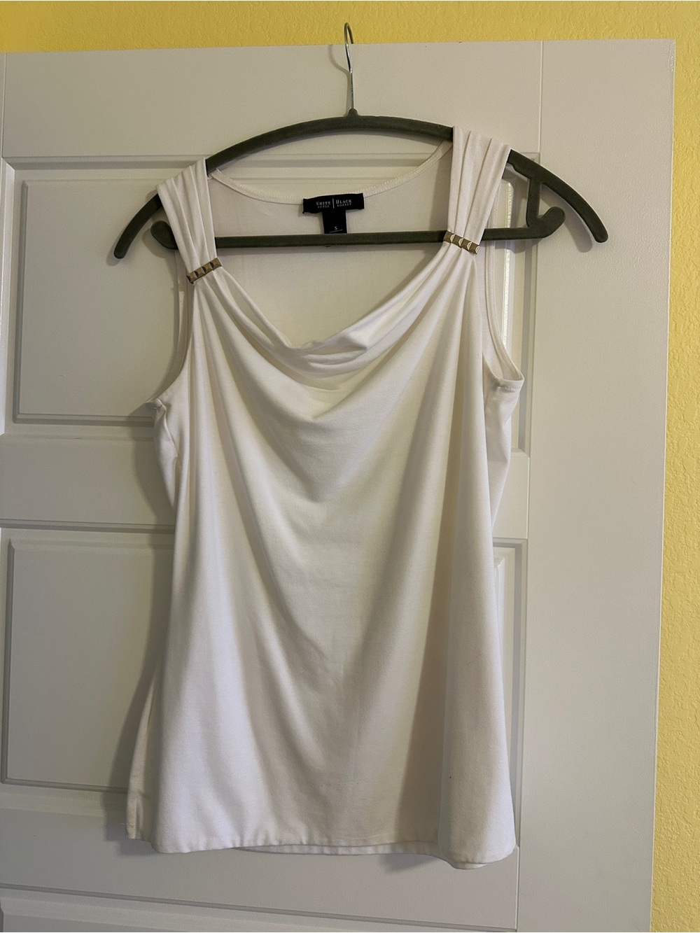 White House Black Market White Draped Cowl Neck Tank